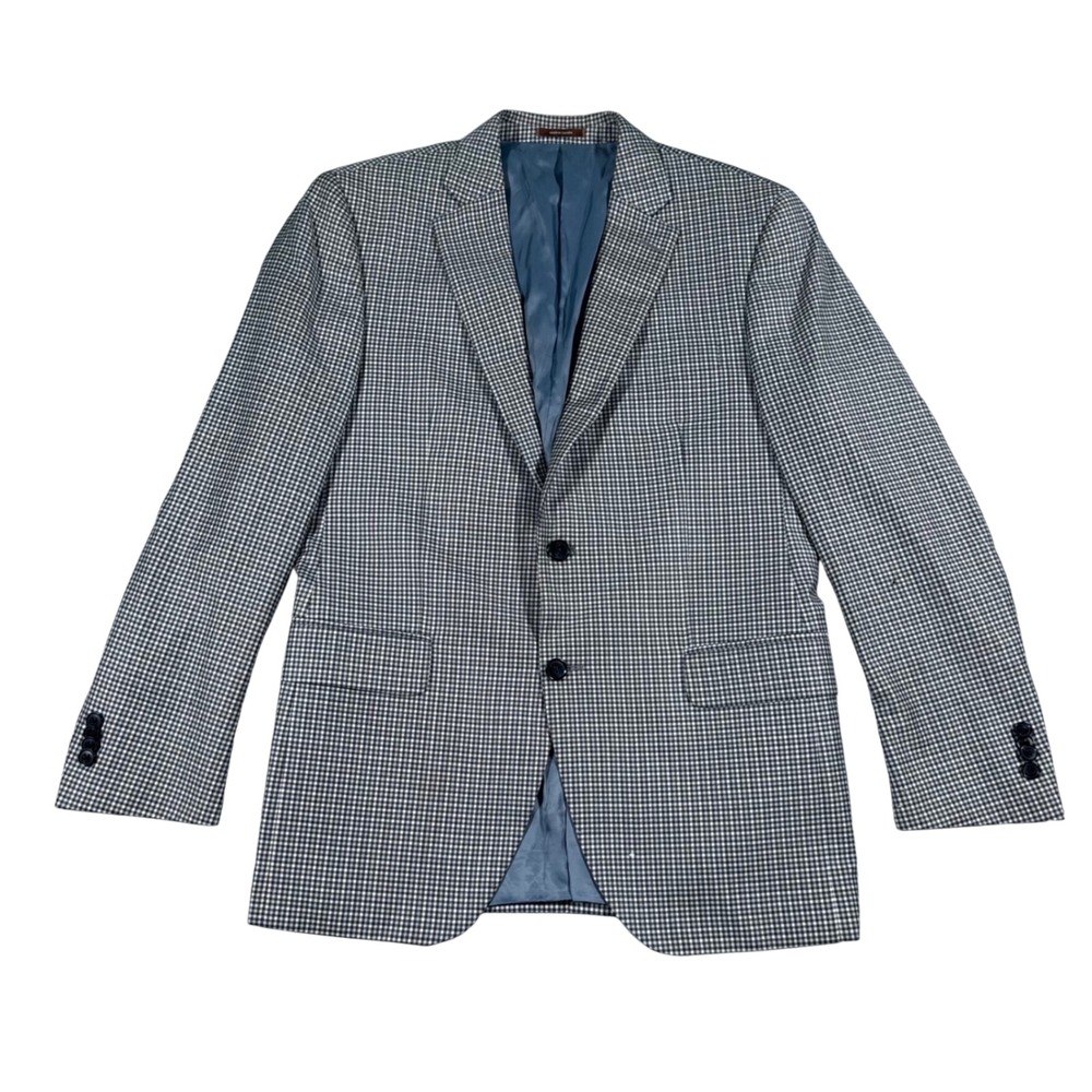 Peter Millar Sport Coat Mens 40R Blue White Wool Micro Check Blazer Canada